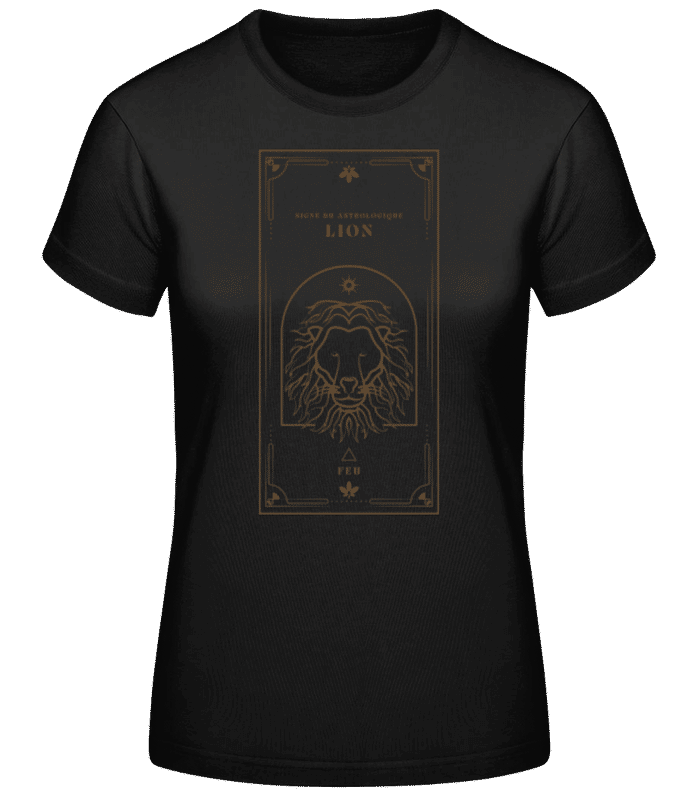 Aperçu: Art Déco Signe Astrologique Lion - T-shirt standard Femme - Noir - Devant