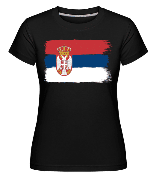 Aperçu: Drapeau Serbie -  T-shirt Shirtinator femme - Noir - Devant