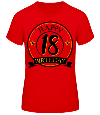 Happy Birthday 18 - Women's Basic T-Shirt - Red - Front
