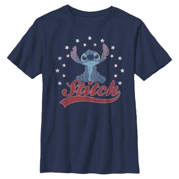 Aperçu: Disney - Lilo & Stitch - Stitch Americana - Enfant T-shirt - Bleu marine - Devant