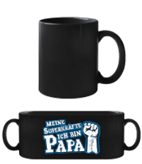 Meine Superkräfte Ich Bin Papa - Schwarze Tasse - Schwarz - Vorne