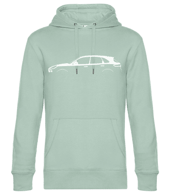 'Porsche Cayenne S 9YA' Silhouette - Unisex premium mikina - Mätová zelená - Predné