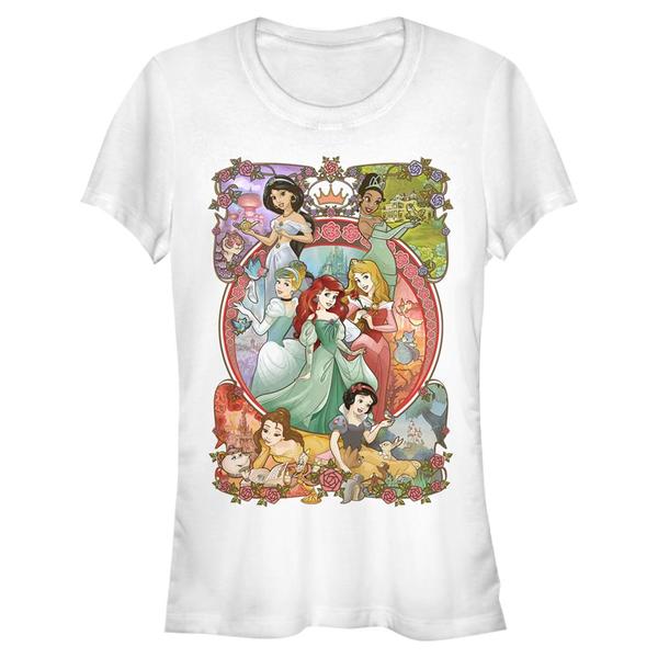Aperçu: Disney - Princesses Disney - Skupina Princess Power - Femme T-shirt - Blanc - Devant