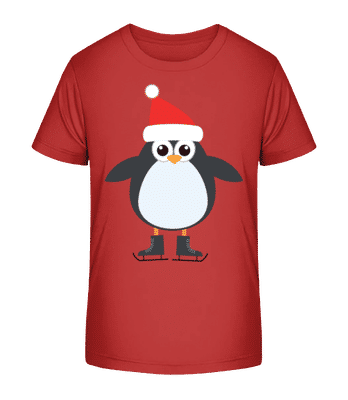 Ice Skate Penguin - Kid's Organic T-Shirt Stanley Stella 2.0 - Red - Front