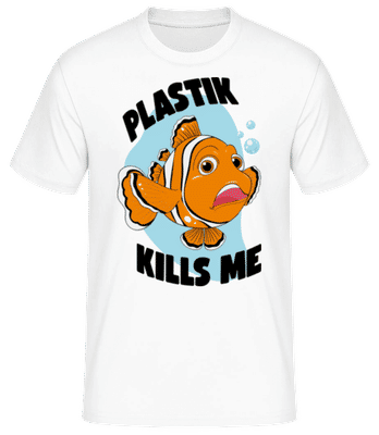 Plastik Kills Me - Männer Basic T-Shirt - Weiß - Vorne