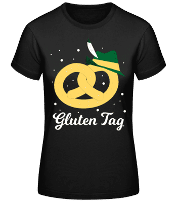 Gluten Tag Brezel - Frauen Basic T-Shirt - Schwarz - Vorne