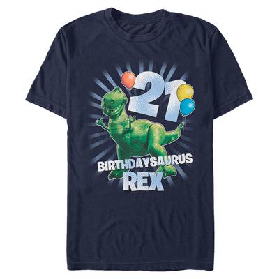 Pixar - Toy Story - Rex Ballon 21 - Birthday - Homme T-shirt - Bleu marine - Devant