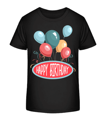 Happy Birthday Ballons - Kinder Bio T-Shirt Stanley Stella 2.0 - Schwarz - Vorne