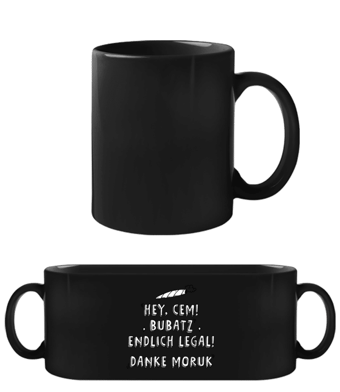 Vorschau: Bubatz Endlich Legal - Schwarze Tasse - Schwarz - Vorne