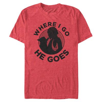 Star Wars - The Mandalorian - Skupina Where I Go He Goes - Homme T-shirt - Rouge chiné - Devant