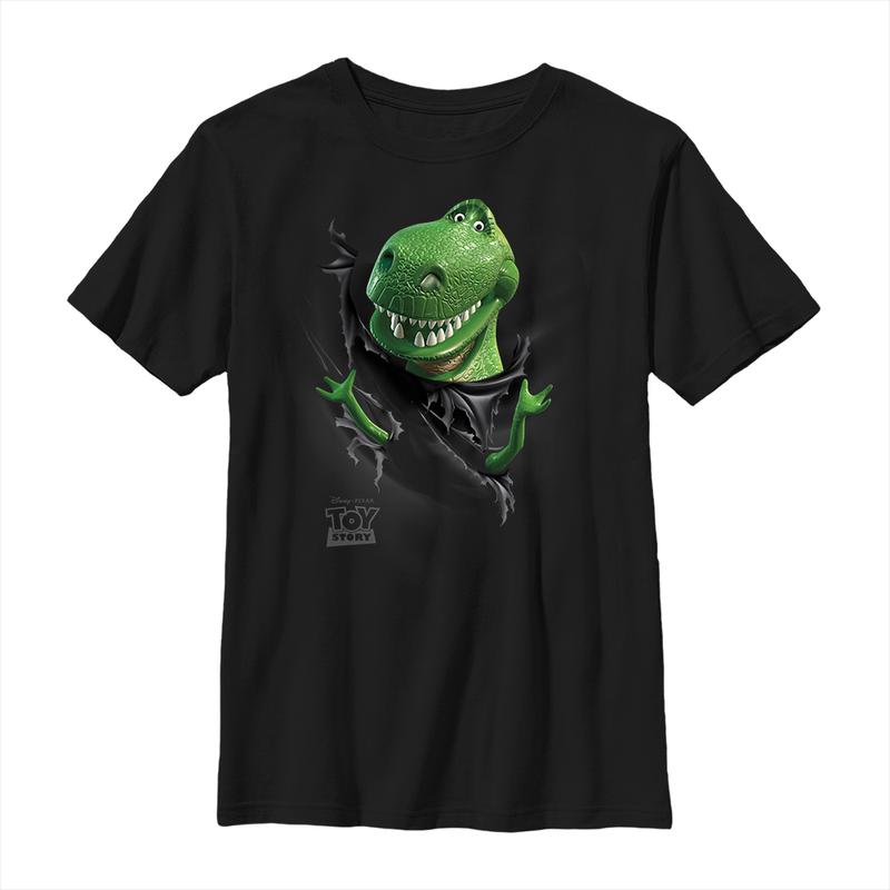 Vista previa: Pixar - Toy Story - Rex Rippin - Niños Camiseta - Negro - delante
