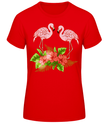 Flamingos In Paradise - Dámske basic tričko - Červená - Predné