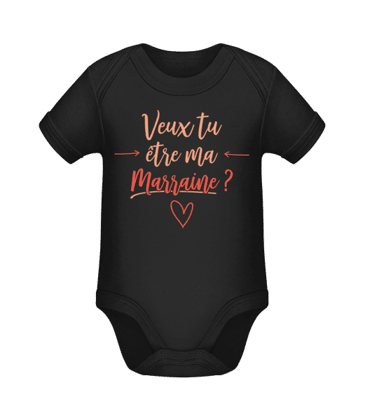 Aperçu: Veux Tu Être Ma Marraine - Body manches courtes bio - Noir - Devant