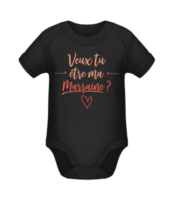 Veux Tu Être Ma Marraine - Body manches courtes bio - Noir - Devant
