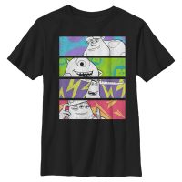 Pixar - Monstruos - Group Shot Color Panels - Niños Camiseta - Negro - delante