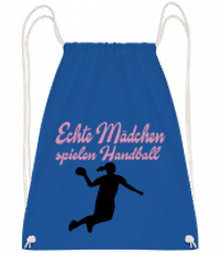 Echte Mädchen Spielen Handball - Turnbeutel - Royalblau - Vorn