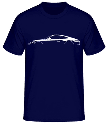 'Porsche 911 Carrera (992)' Silhouette - Pánské basic tričko - Namořnická modrá - Napřed