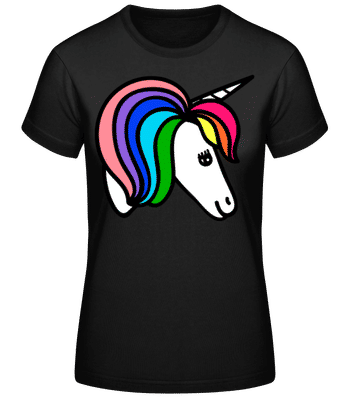 Unicorn Rainbow - Frauen Basic T-Shirt - Schwarz - Vorne
