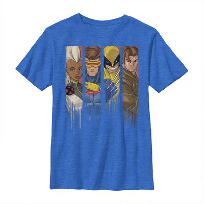Marvel - Gruppe Dread Panels - Kinder T-Shirt - Royalblau meliert - Vorne