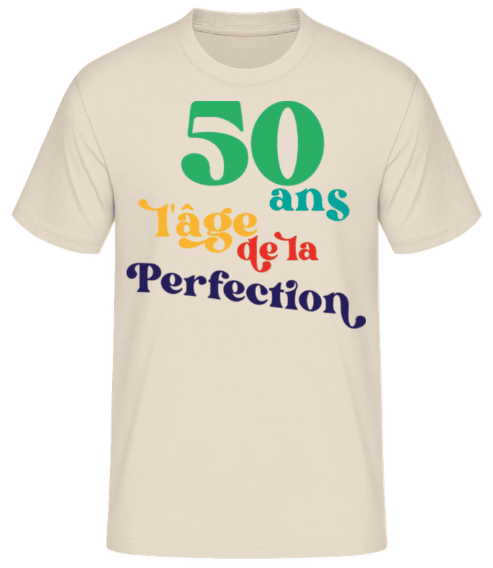 Aperçu: 50 L'âge De La Perfection - T-shirt standard Homme - Crème - Devant