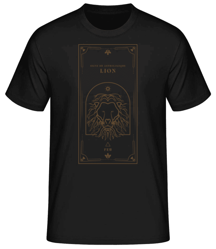Aperçu: Art Déco Signe Astrologique Lion - T-shirt standard Homme - Noir - Devant