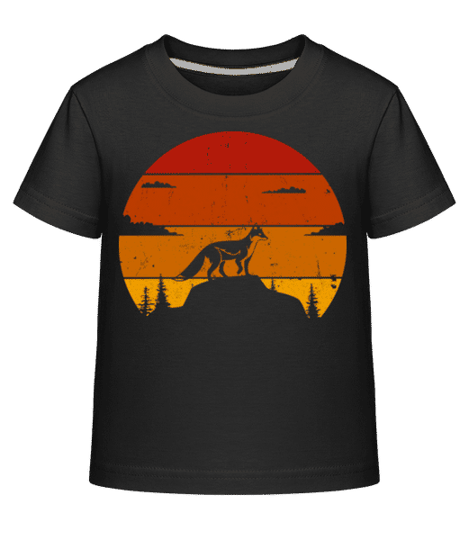 Preview: Renard Coucher De Soleil Rétro - Kid's Shirtinator T-Shirt - Black - Front