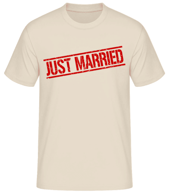 Náhľad: Práve zosobášený - Pánske basic tričko - Krémová - Predné