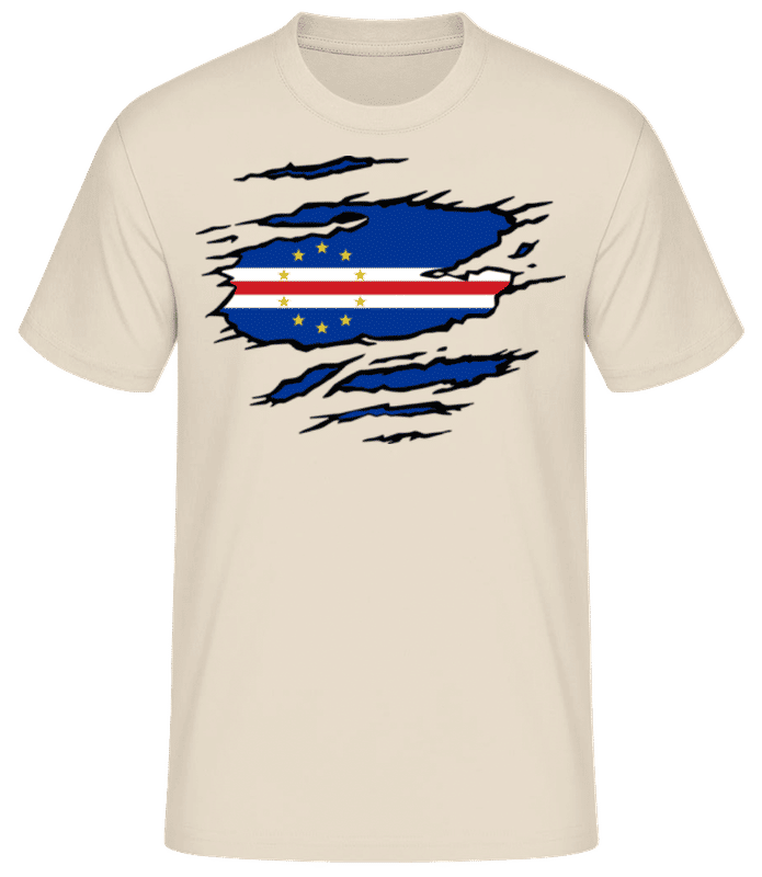 Preview: Ripped Flag Cape Verde - Men's B&C T-Shirt - Cream - Front
