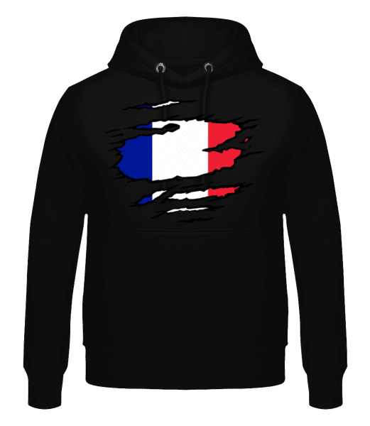 Aperçu: Drapeau mûré France - Sweat à capuche Homme - Noir - Devant