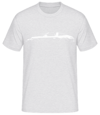 'Porsche 911 Targa (992)' Silhouette - Pánské basic tričko - Melírově šedá - Napřed