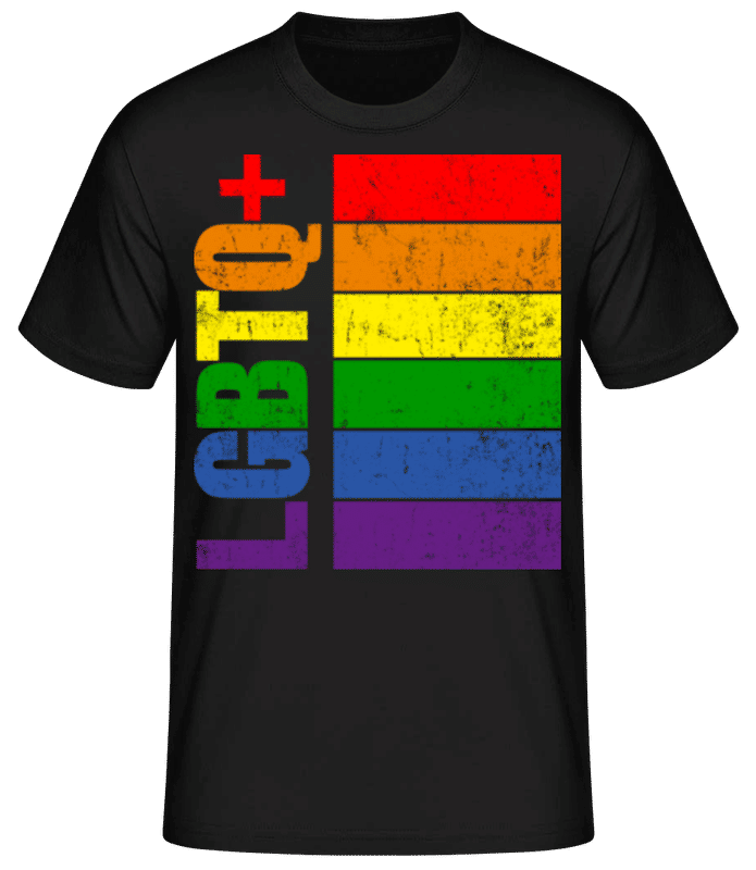 Vista previa: LGBTQ+flag - Camiseta básica para hombre - Negro - delante