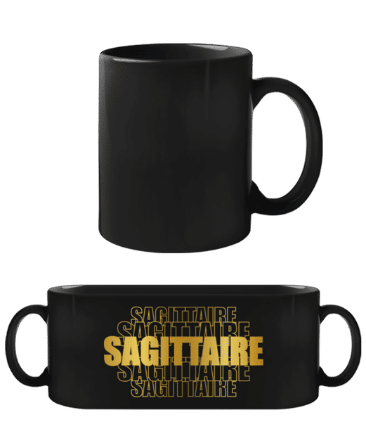 Aperçu: Écriture Doré Astrologique Sagittaire - Tasse Noire - Noir - Devant