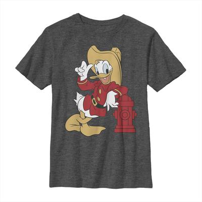 Disney - Mickey Mouse - Donald Duck Firefighting Donald - Enfant T-shirt - Anthracite chiné - Devant