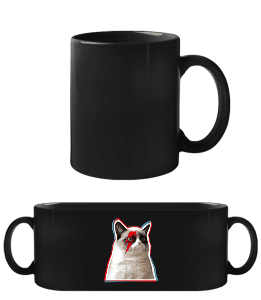 Preview: Grumpy Bowie Cat - Black Mug - Black - Front