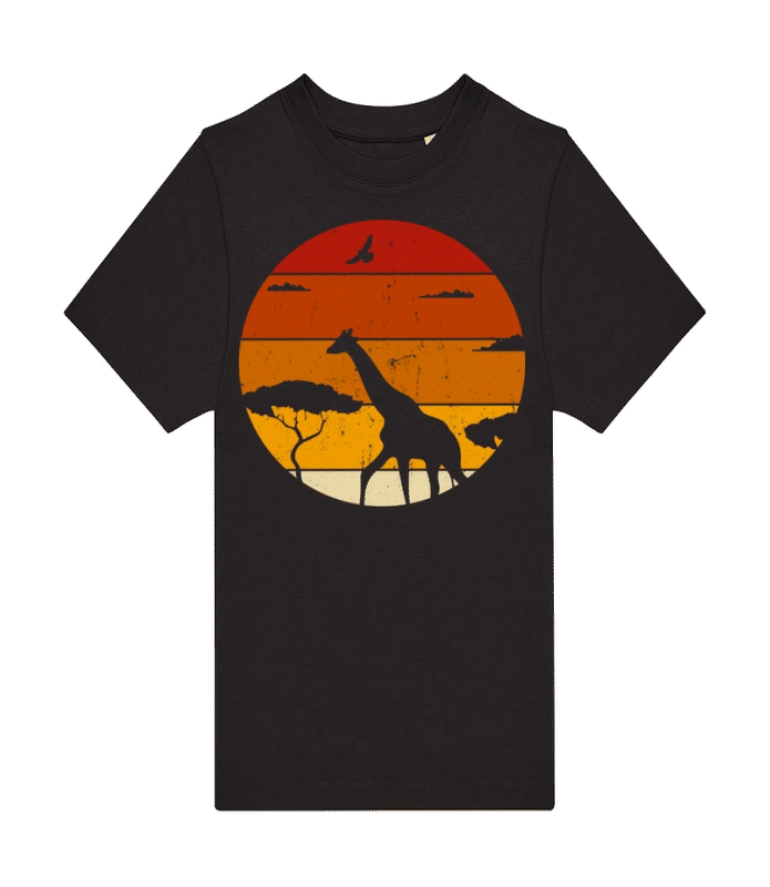 Náhľad: Retro žirafa Při Západu Slunce - Pánske tričko B&C - Čierna - Predné