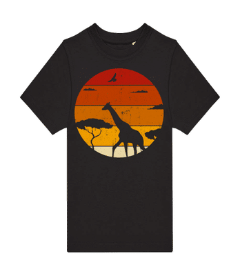 Retro žirafa Při Západu Slunce - Pánske tričko B&C - Čierna - Predné