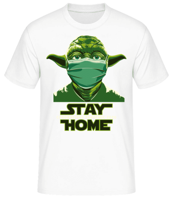 Vorschau: Stay Home Yoda - Männer Basic T-Shirt - Weiß - Vorne