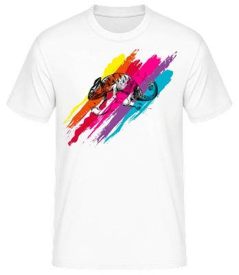 Buntes Chamäleon - Männer Basic T-Shirt - Weiß - Vorne