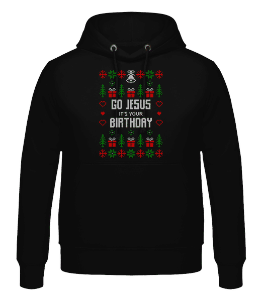 Aperçu: Go Jesus It Is Your Birthday - Sweat à capuche Homme - Noir - Devant