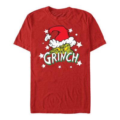 The Grinch - Le Grinch - Graphique étoiles du Père Noël - Noël - Unisex T-shirt - Rouge - Devant