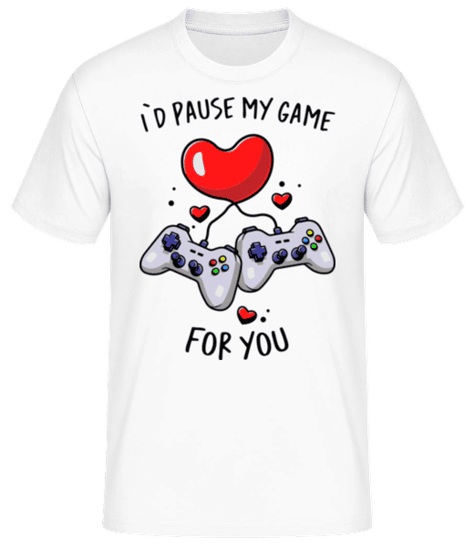 Aperçu: I'd Pause My Game - T-shirt standard Homme - Blanc - Devant