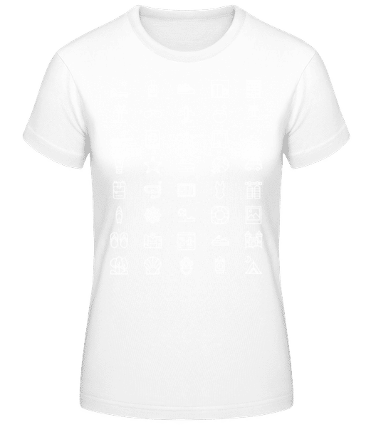 Preview: Holiday Tourist Travel Symbols Language - Women's Basic T-Shirt - White - Front