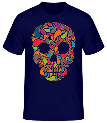 Colorful Skull - Men's Basic T-Shirt - Navy - Front