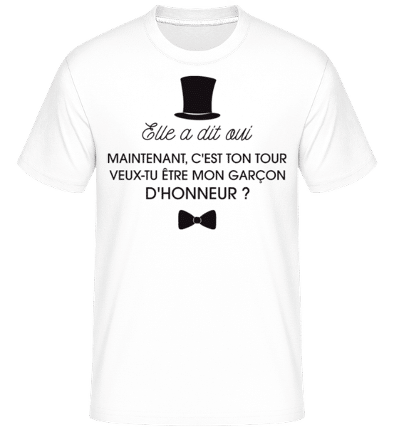 Aperçu: Veux-tu Être Mon Garçon D'honneur -  T-Shirt Shirtinator homme - Blanc - Devant