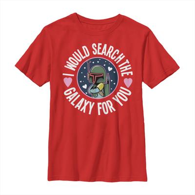 Star Wars - Boba Fett Search The Galaxy - Valentinstag - Kinder T-Shirt - Rot - Vorne