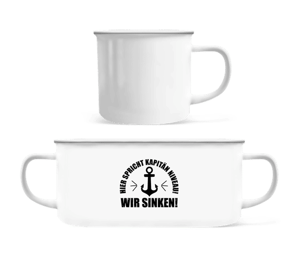 Vorschau: Kapitän Niveau Wir Sinken - Emaille-Tasse - Weiß - Vorne