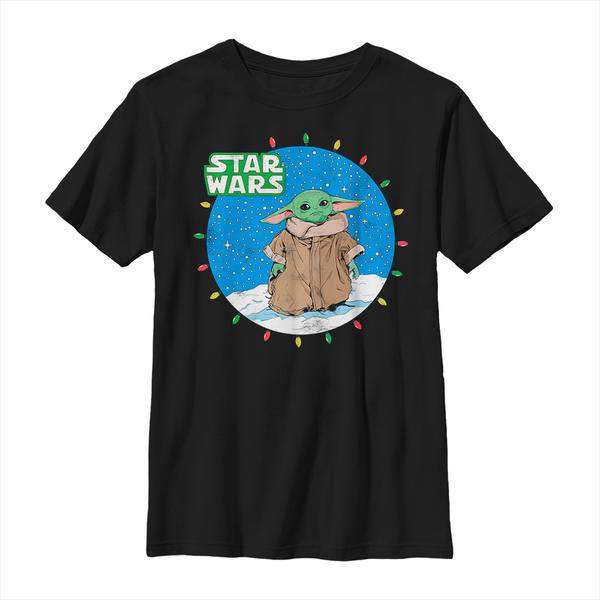 Aperçu: Star Wars - The Mandalorian - The Child Snow Baby Lights - Christmas - Enfant T-shirt - Noir - Devant