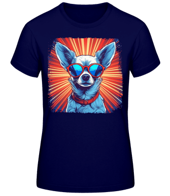 Chihuahua Hippie Look - T-shirt standard Femme - Bleu marine - Devant
