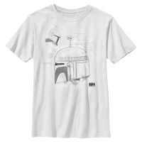 Star Wars - Book of Boba Fett - Boba Fett Boba Helmet Greyscale - Kids T-Shirt - White - Front