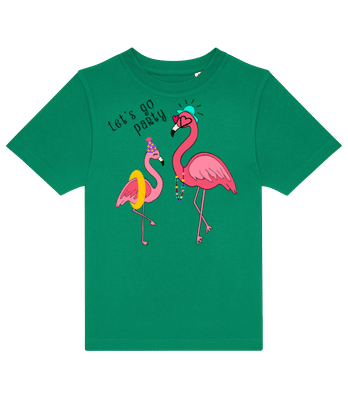 Party Flamingos - Dětské tričko B&C - Irish green - Napřed